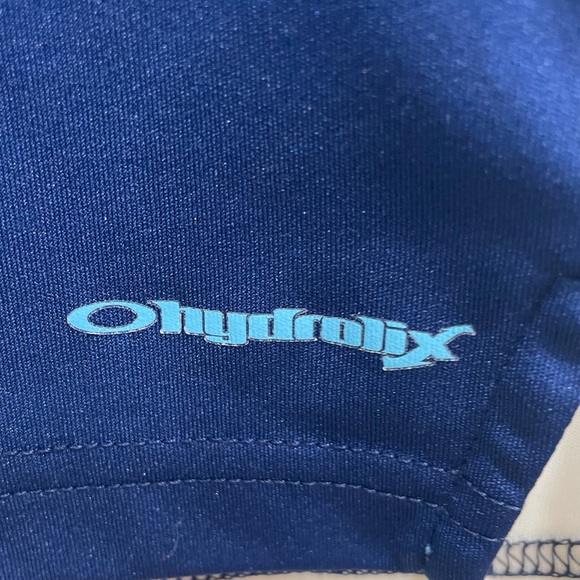 Oakley Polo Shirt Spellout Blue Orange Stripe Short Sleeve Golf Mens Small - Picture 8 of 11